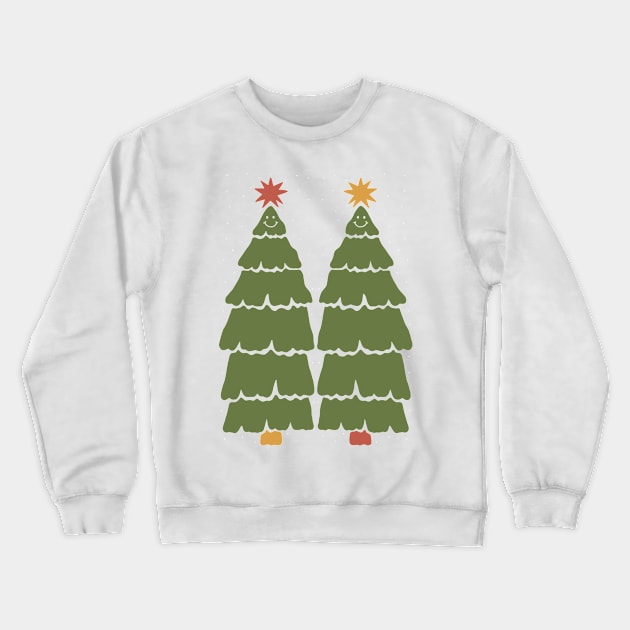 Smiling Christmas Trees Crewneck Sweatshirt by JunkyDotCom